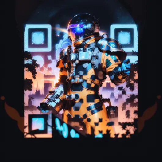 An astronaut rendered as a scannable QR code